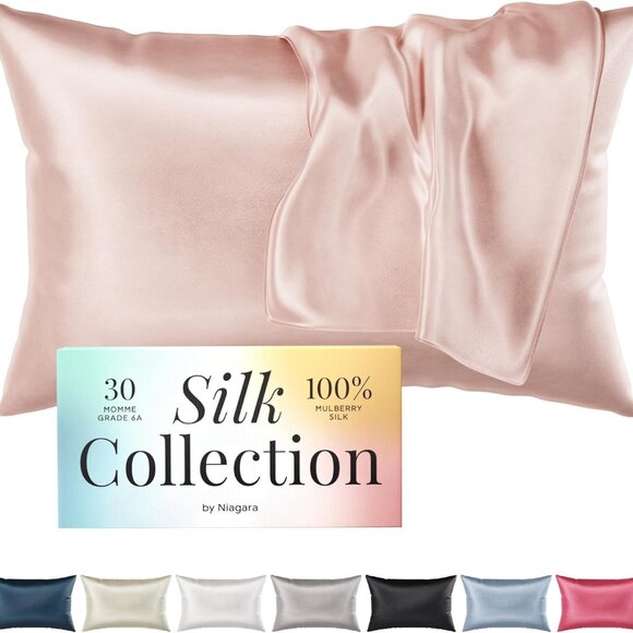 Niagara 100% Mulberry Silk Pillowcase - 30 Momme Pink Cooling Luxury 20